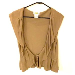Talbots - L ruffled sleeveless cardigan